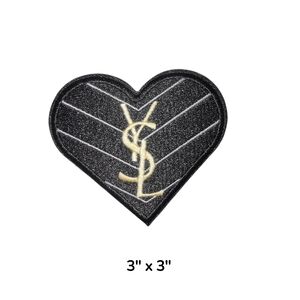 Luxury Fashion Heart Iron on Patch Black